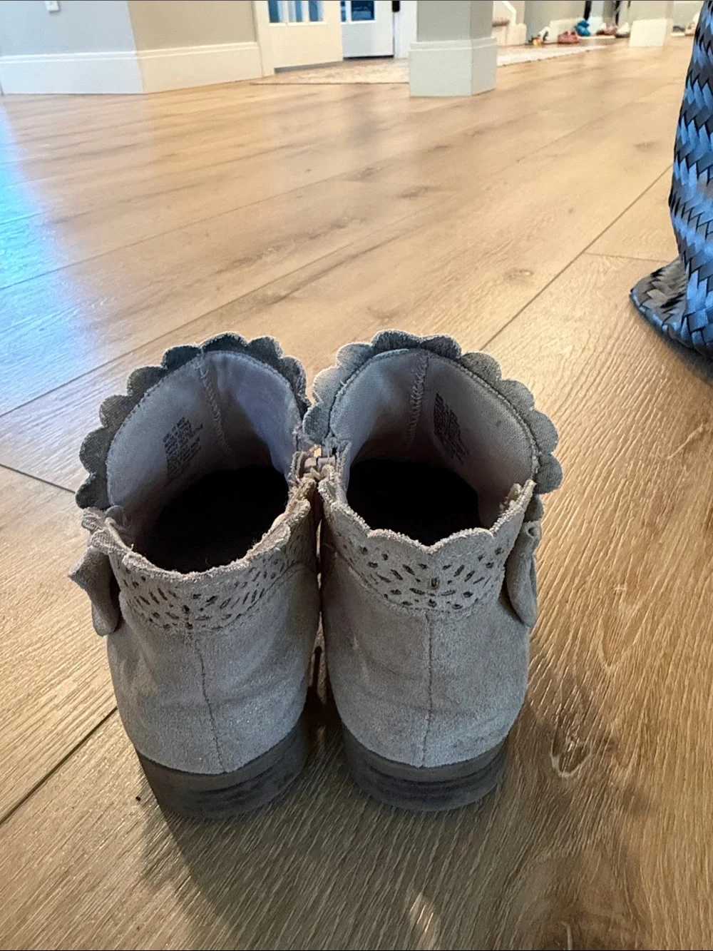 jumping beans Taupe Suede Scalloped Ankle Boots with Bow